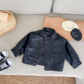 Children's Leather Jacket Autumn Short Stand Collar